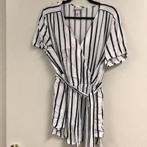 Plus size striped wrap top